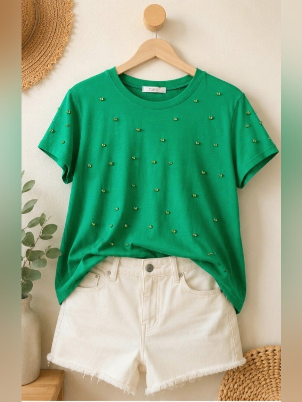 Emerald Green Rhinestone Embellished Top